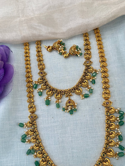 Royal Antique Long Semi Bridal Necklace Set 1145 - Mahilas