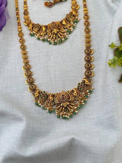 Royal Antique Long Semi Bridal Necklace Set 1146 - Mahilas