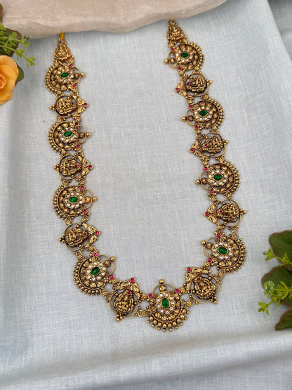 Royal Antique Maharani Mid Long Necklace Set 0437 - Mahilas