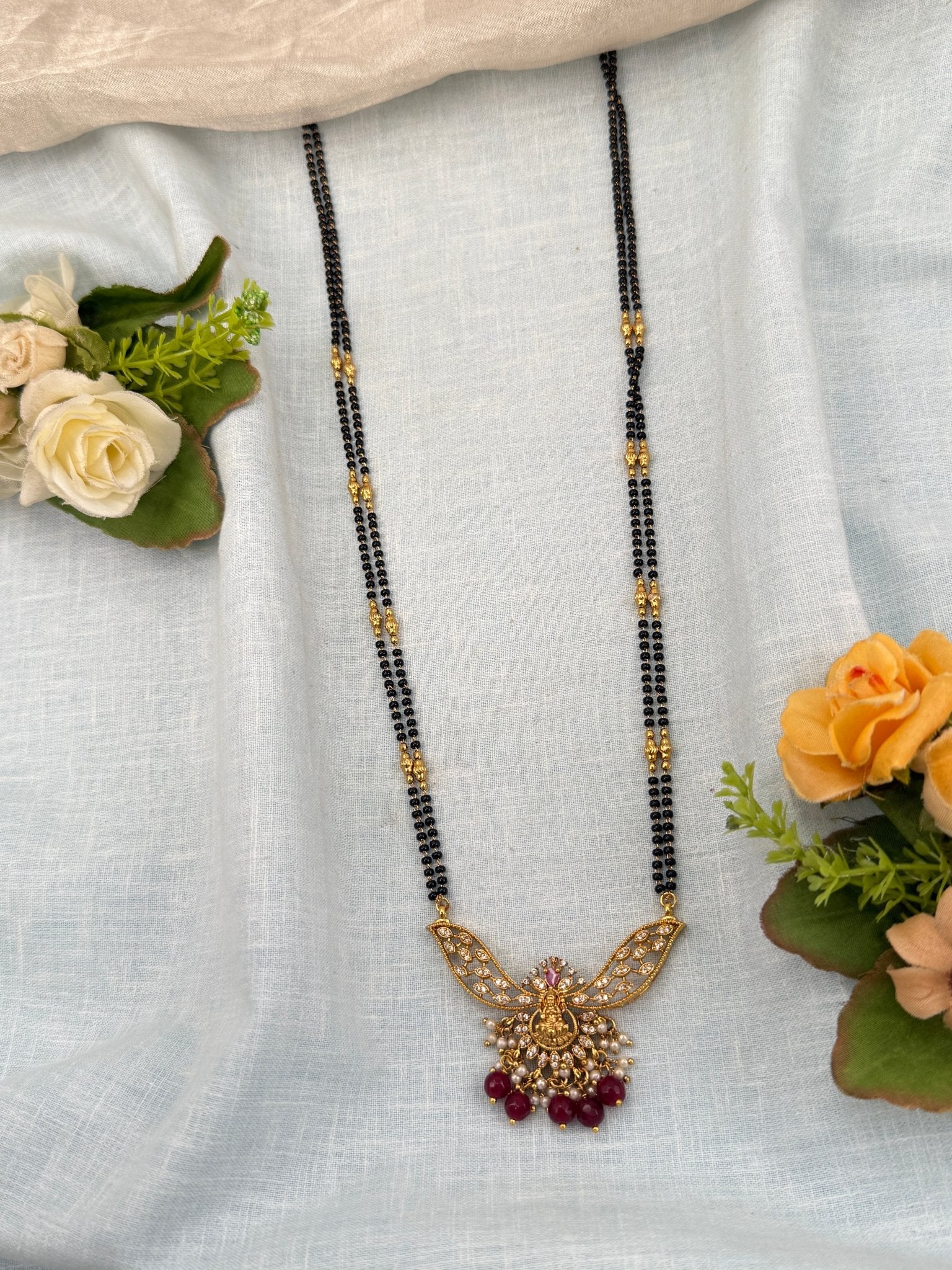 Royal Antique Mangalya Chain Necklace Set 0500 - Mahilas