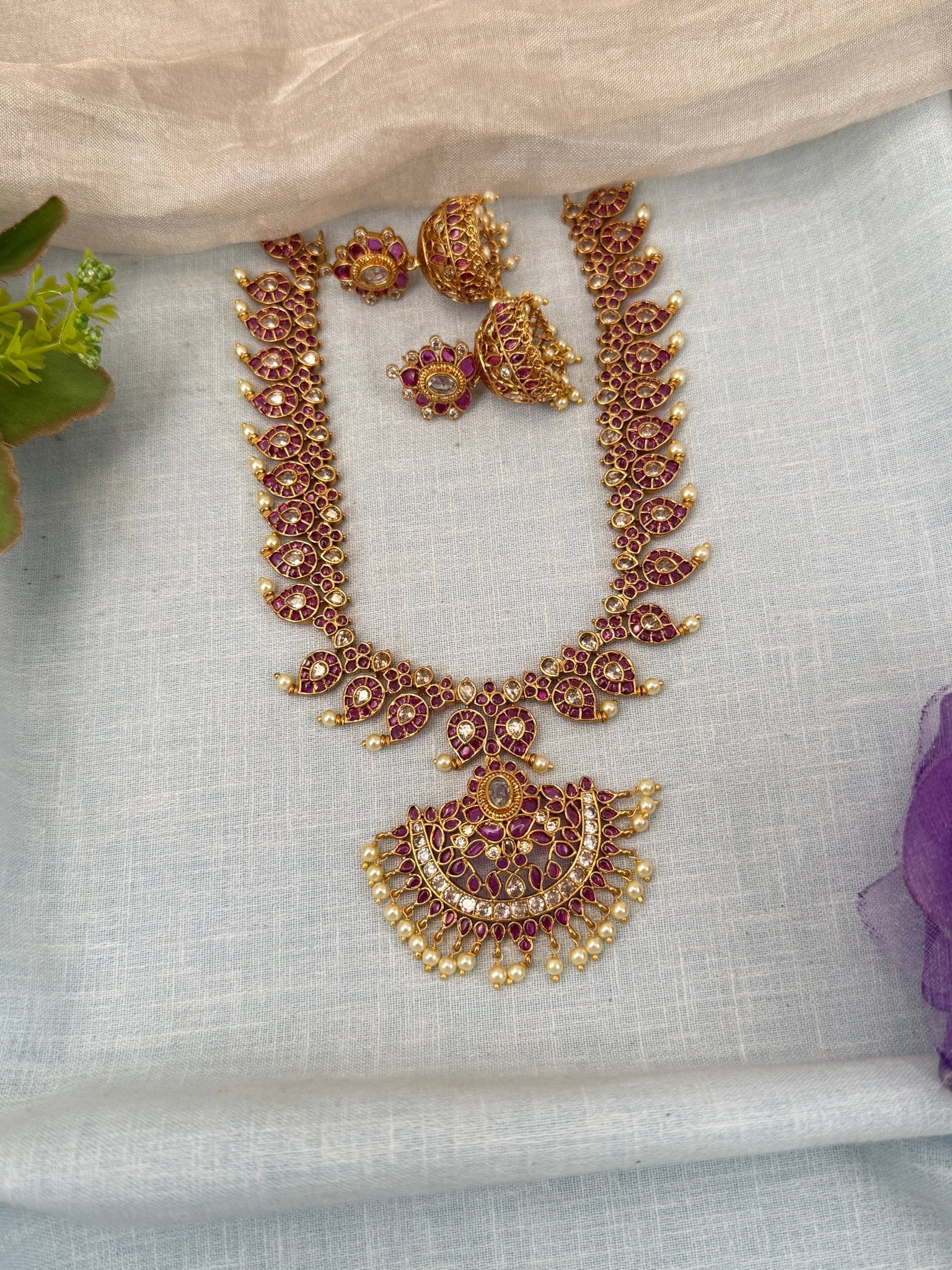Royal Antique Mango Kemp Short Necklace Set 0594 - Mahilas