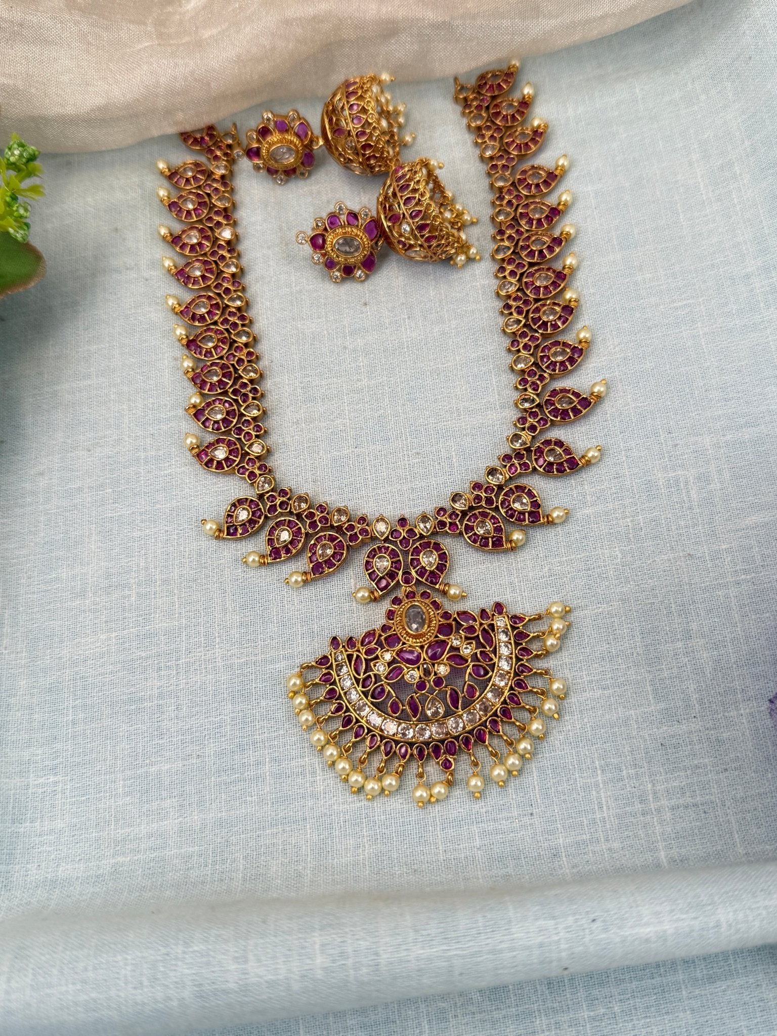 Royal Antique Mango Kemp Short Necklace Set 0594 - Mahilas