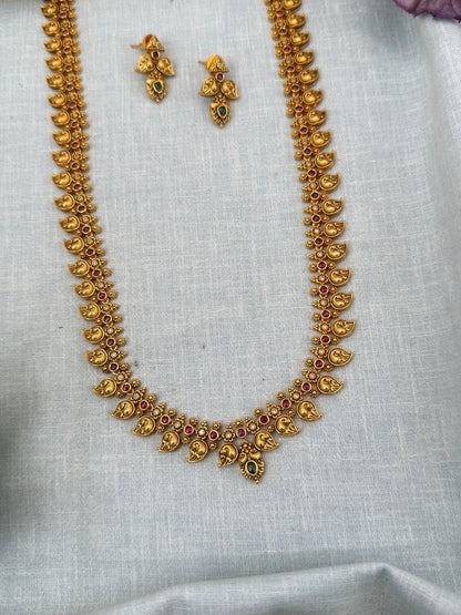 Royal Antique Mango Long Necklace Set 0208 - Mahilas