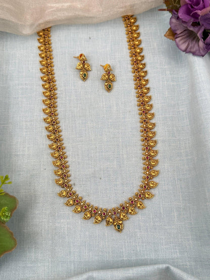 Royal Antique Mango Long Necklace Set 0208 - Mahilas