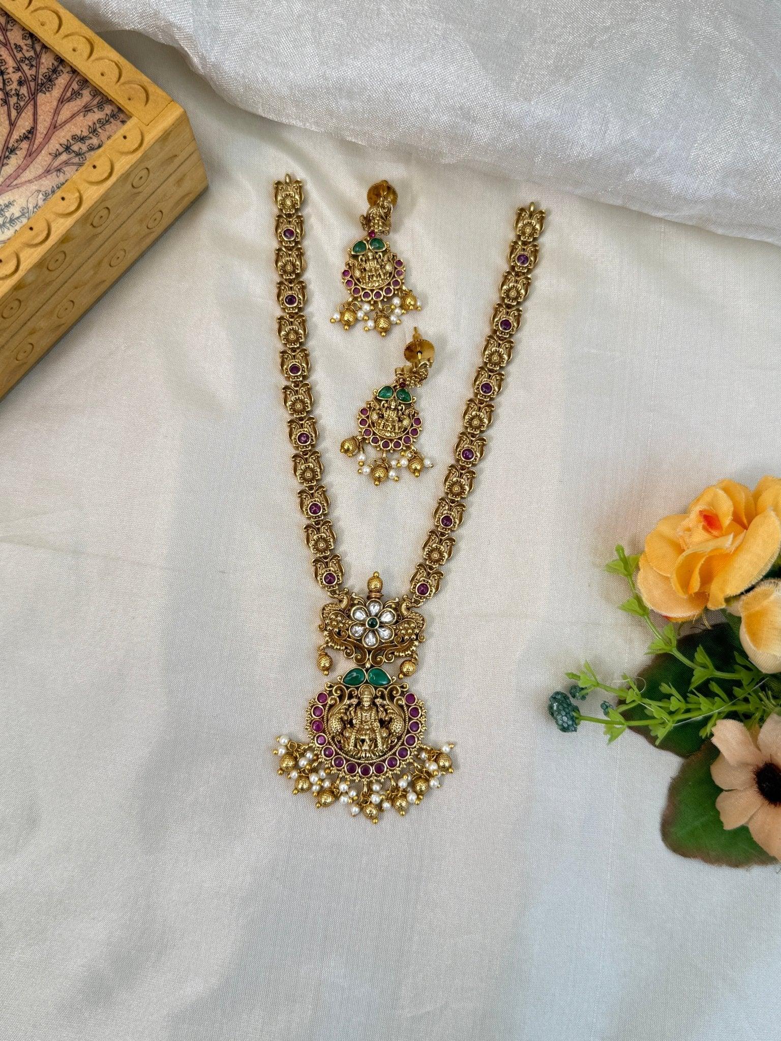 Royal Antique Mid Long Necklace Set 844 - Mahilas