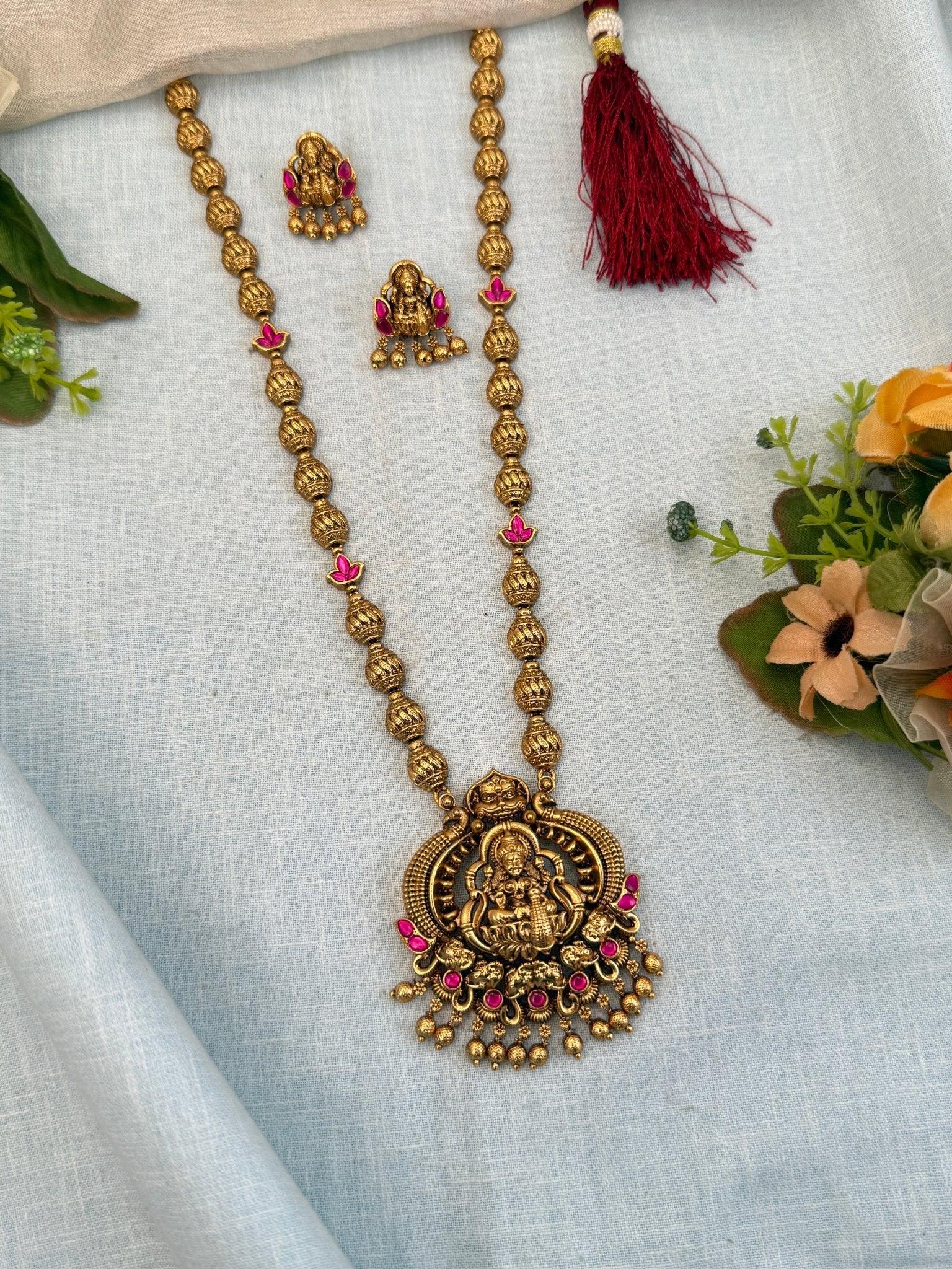 Royal Antique Mid Long Necklace Set 959 - Mahilas