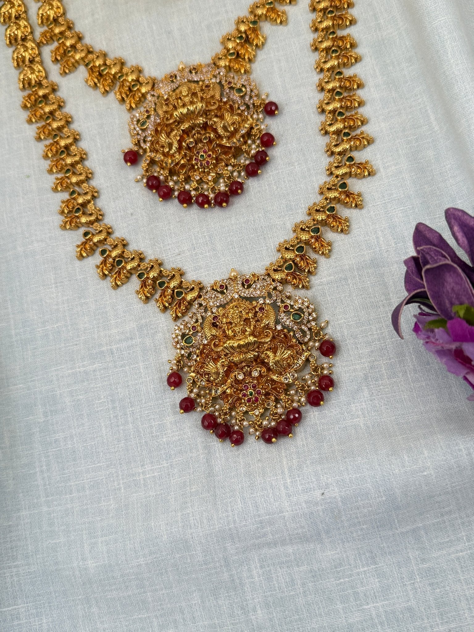 Royal Antique Peacock Bridal Necklace Set 0412 - Mahilas