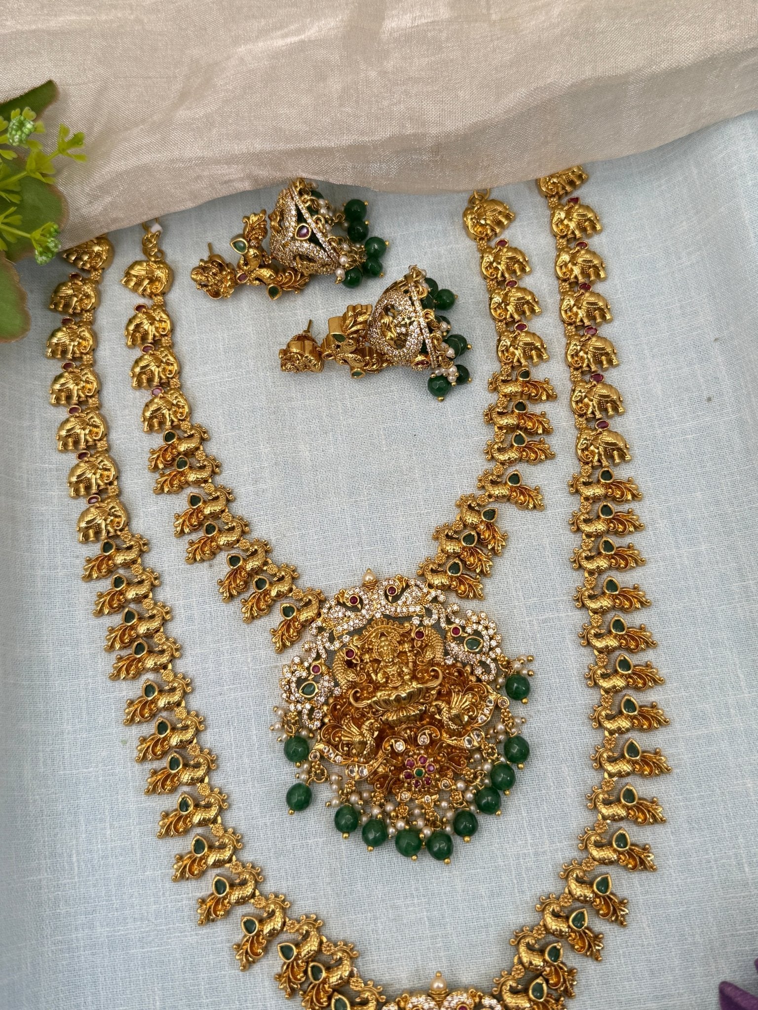 Royal Antique Peacock Bridal Necklace Set 0413 - Mahilas