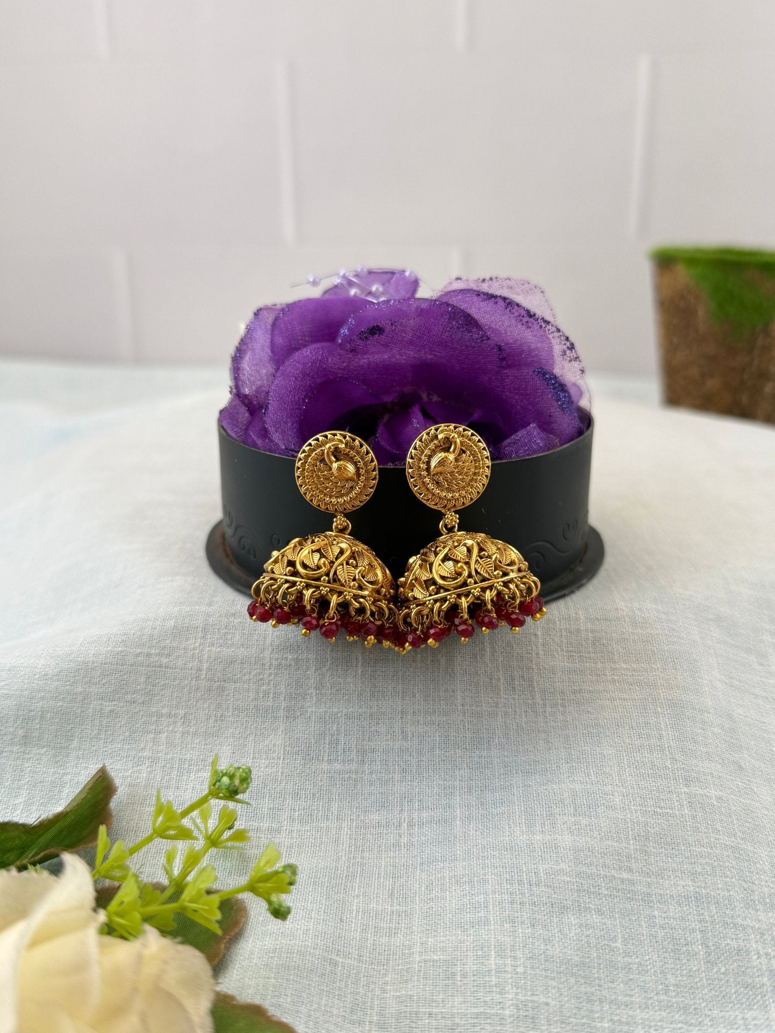 Royal Antique Peacock Jhumka Earrings 1153 - Mahilas
