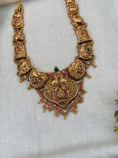 Royal Antique Peacock Mid Long Necklace Set 0438 - Mahilas