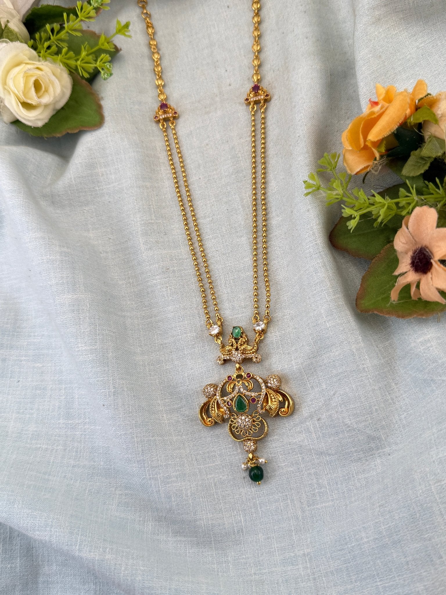 Royal Antique Peacock Pendant Chain Necklace 1069 - Mahilas