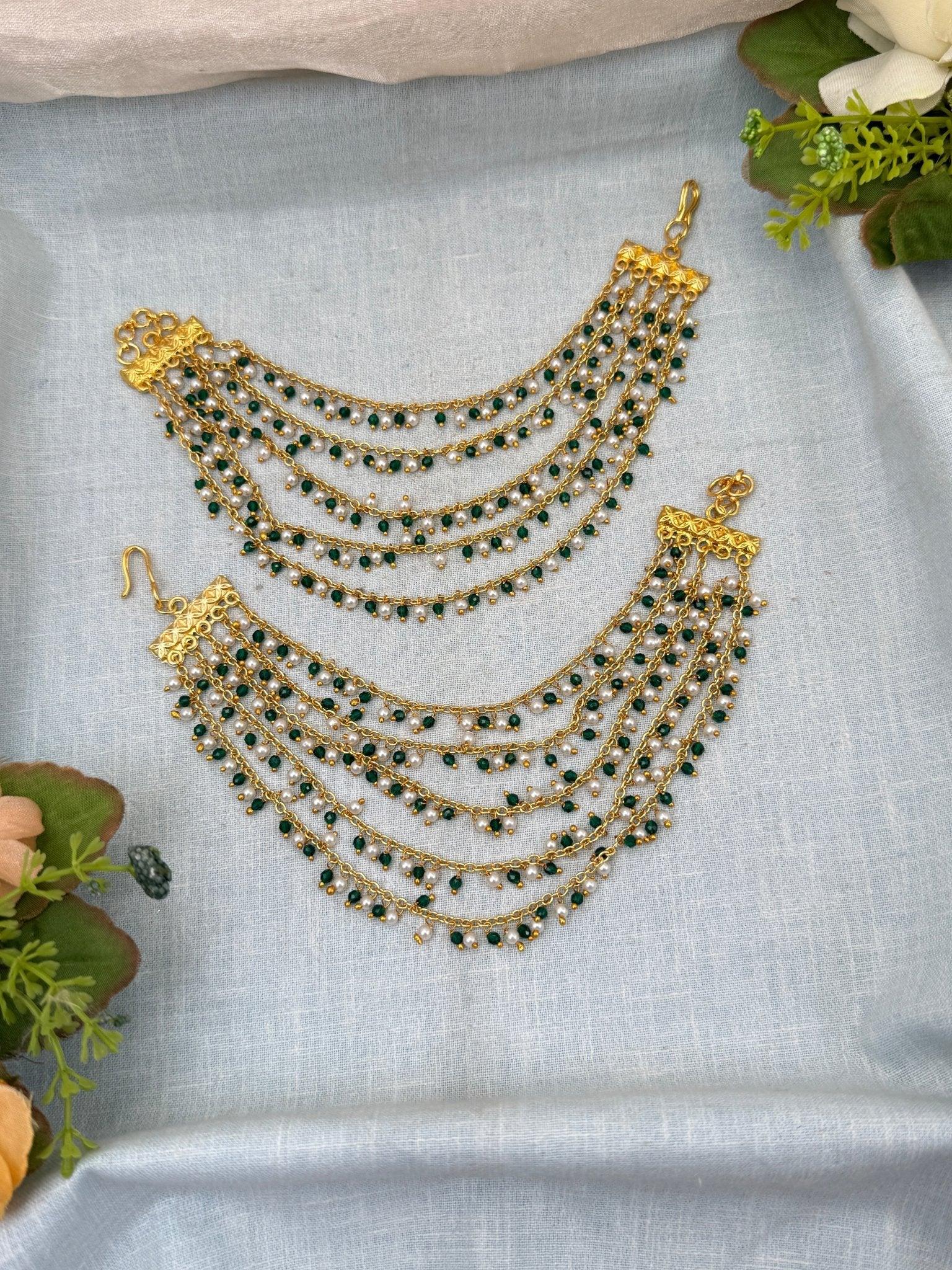 Royal Antique Pearl Beads Maatal Earchain 309 - Mahilas