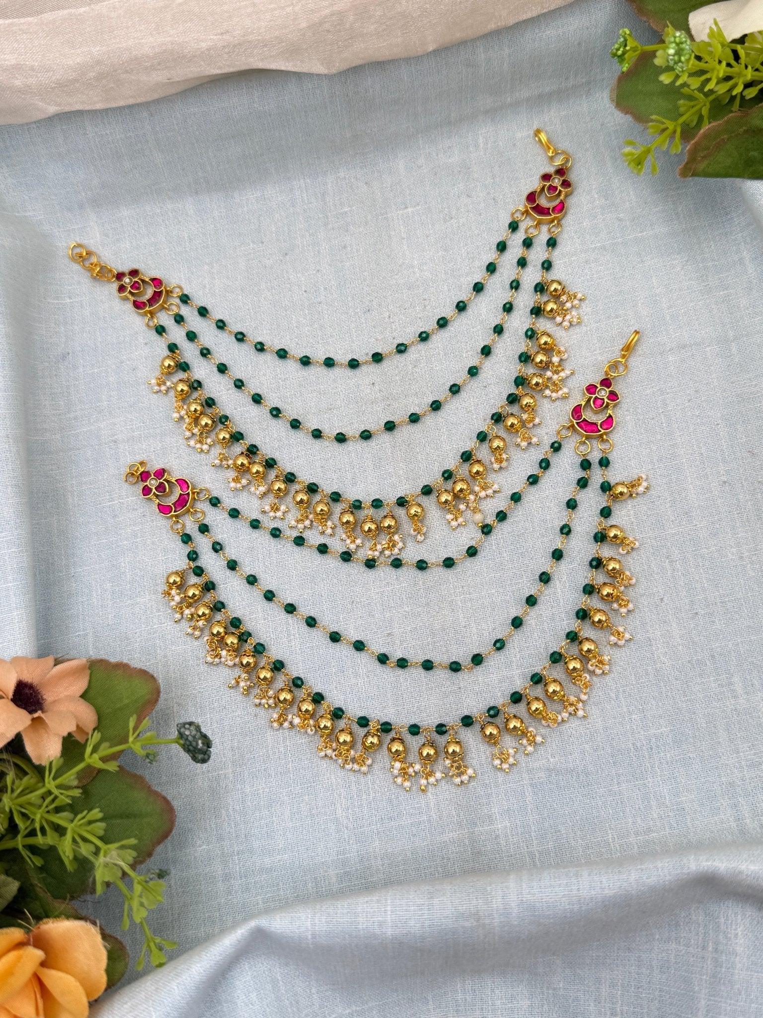 Royal Antique Pearl Beads Maatal Earchain 312 - Mahilas