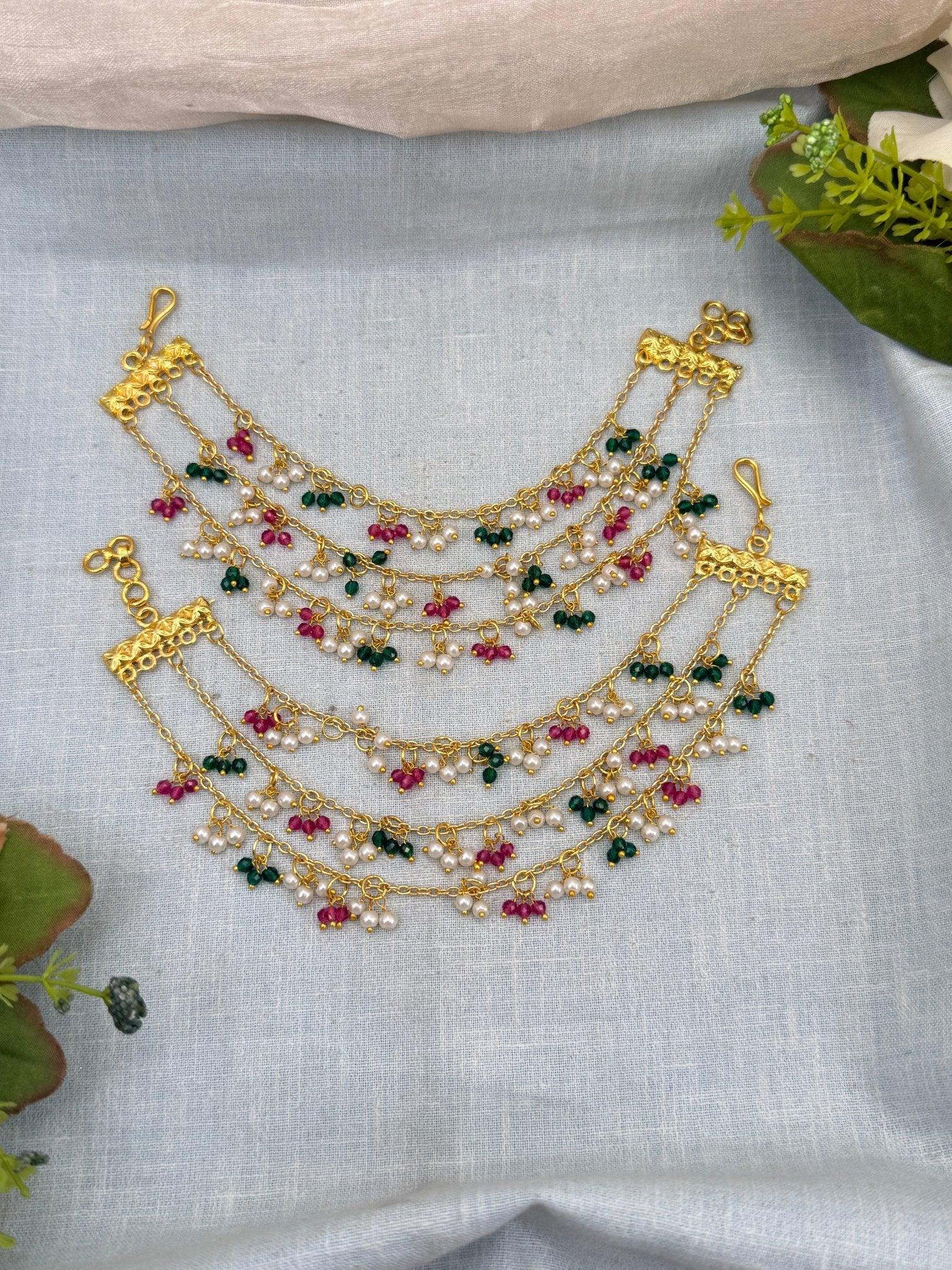 Royal Antique Pearl Beads Maatal Earchain 314 - Mahilas