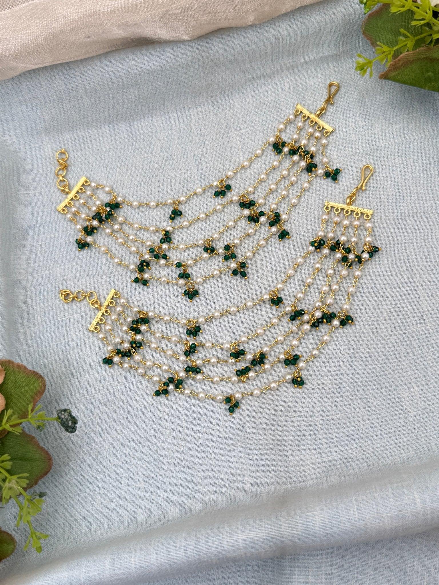 Royal Antique Pearl Beads Maatal Earchain 318 - Mahilas