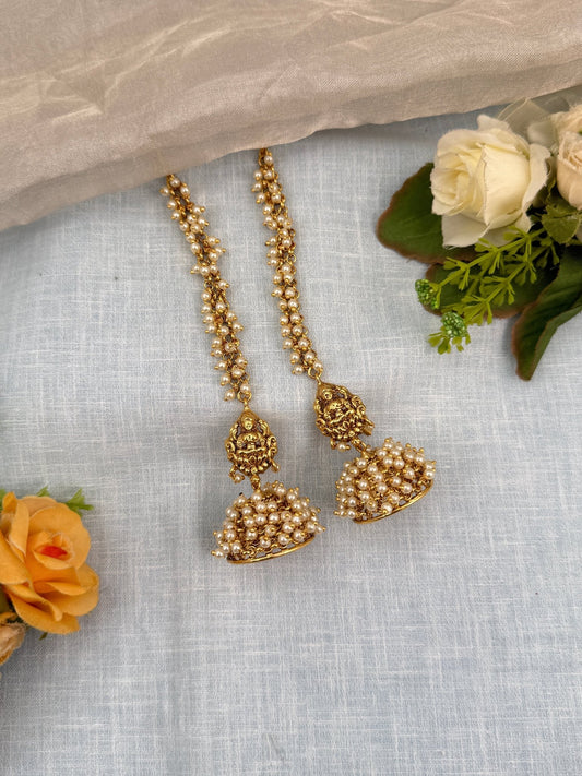 Royal Antique Pearl Jhumka With Maatal 0563 - Mahilas