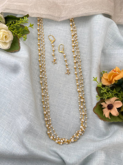 Royal Antique Pearl Multi Layer Necklace Set 1164 - Mahilas