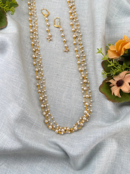 Royal Antique Pearl Multi Layer Necklace Set 1164 - Mahilas