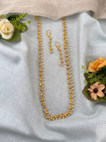 Royal Antique Pearl Multi Layer Necklace Set 1165 - Mahilas