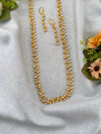 Royal Antique Pearl Multi Layer Necklace Set 1165 - Mahilas
