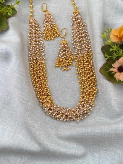 Royal Antique Pearl Multi Layer Necklace Set 1168 - Mahilas