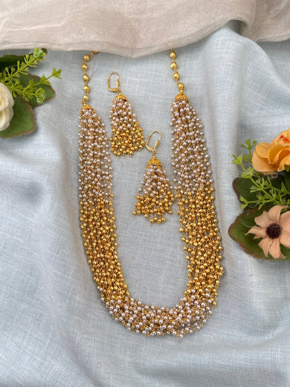 Royal Antique Pearl Multi Layer Necklace Set 1168 - Mahilas