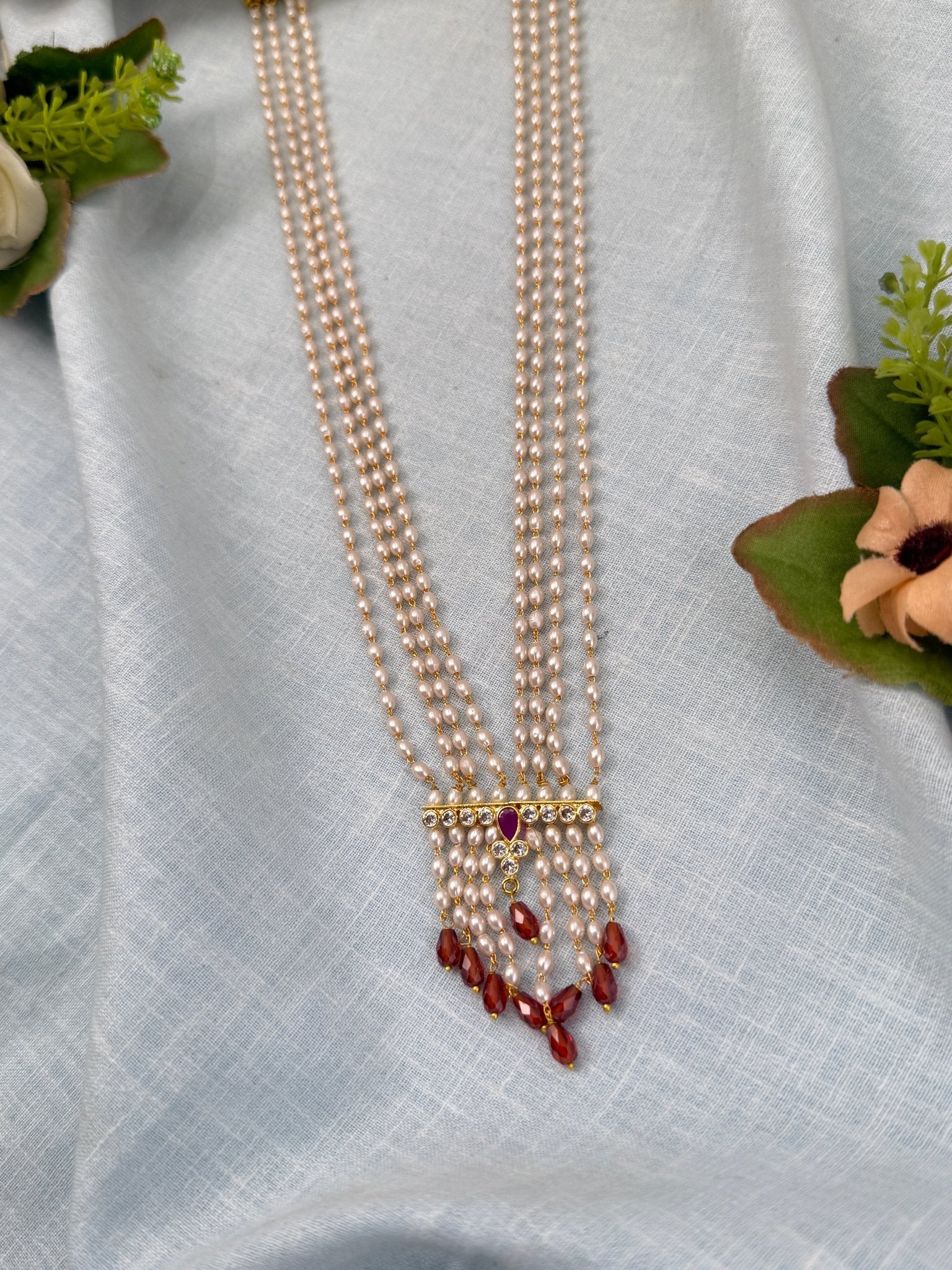 Royal Antique Pearl Necklace Set 0665 - Mahilas