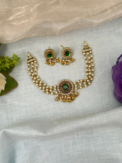 Royal Antique Pendant Choker Necklace Set 0605 - Mahilas