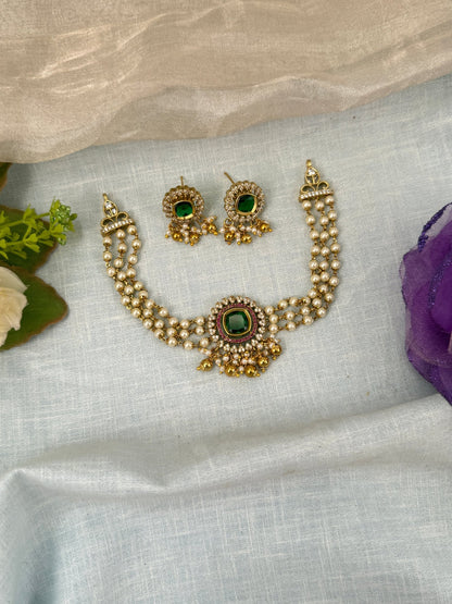 Royal Antique Pendant Choker Necklace Set 0605 - Mahilas