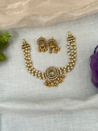 Royal Antique Pendant Choker Necklace Set 0607 - Mahilas