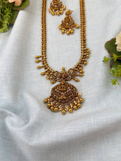 Royal Antique Pendant Long Necklace Set 0947 - Mahilas