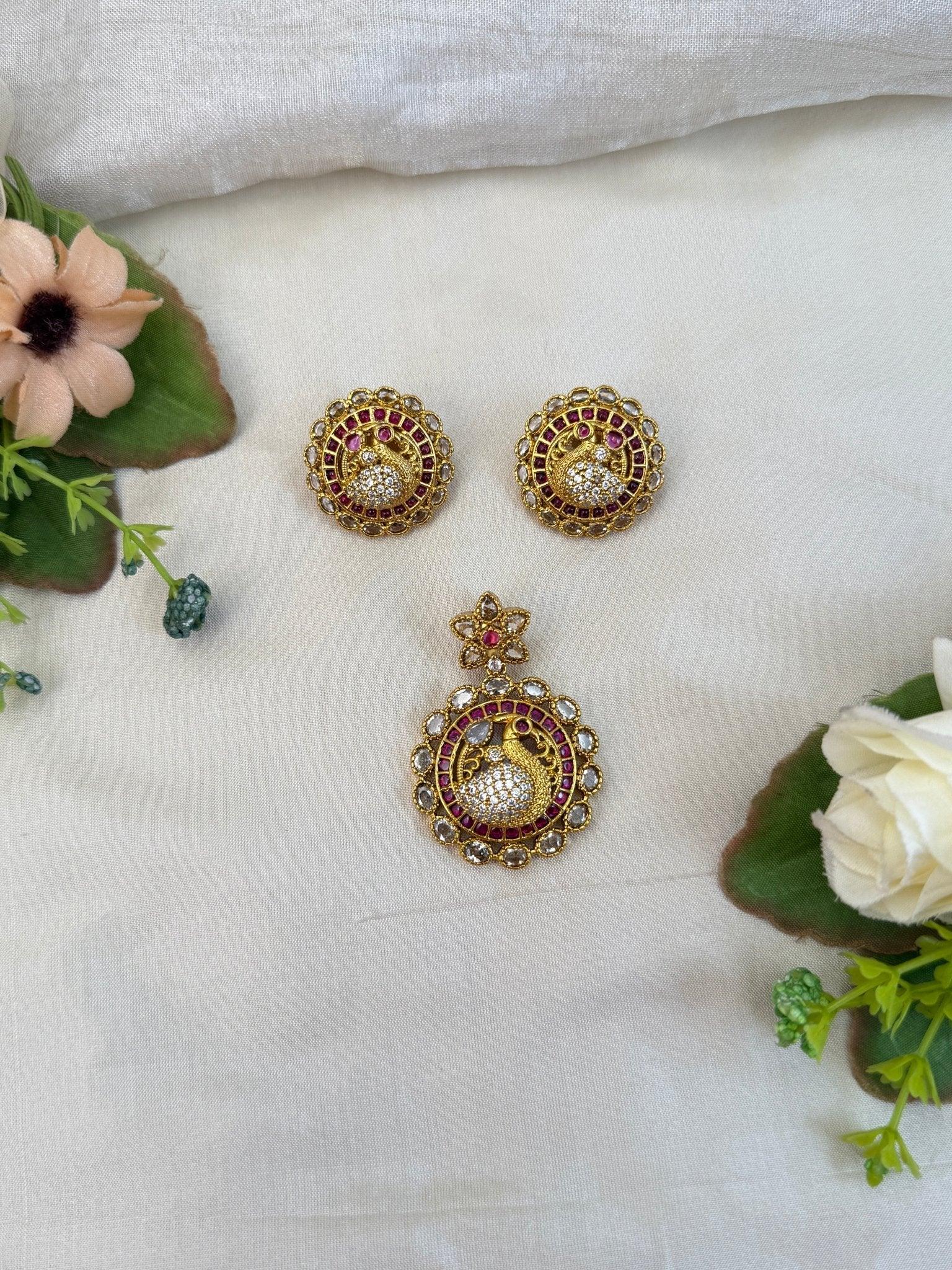 Royal Antique Pendant With Earrings 179 - Mahilas