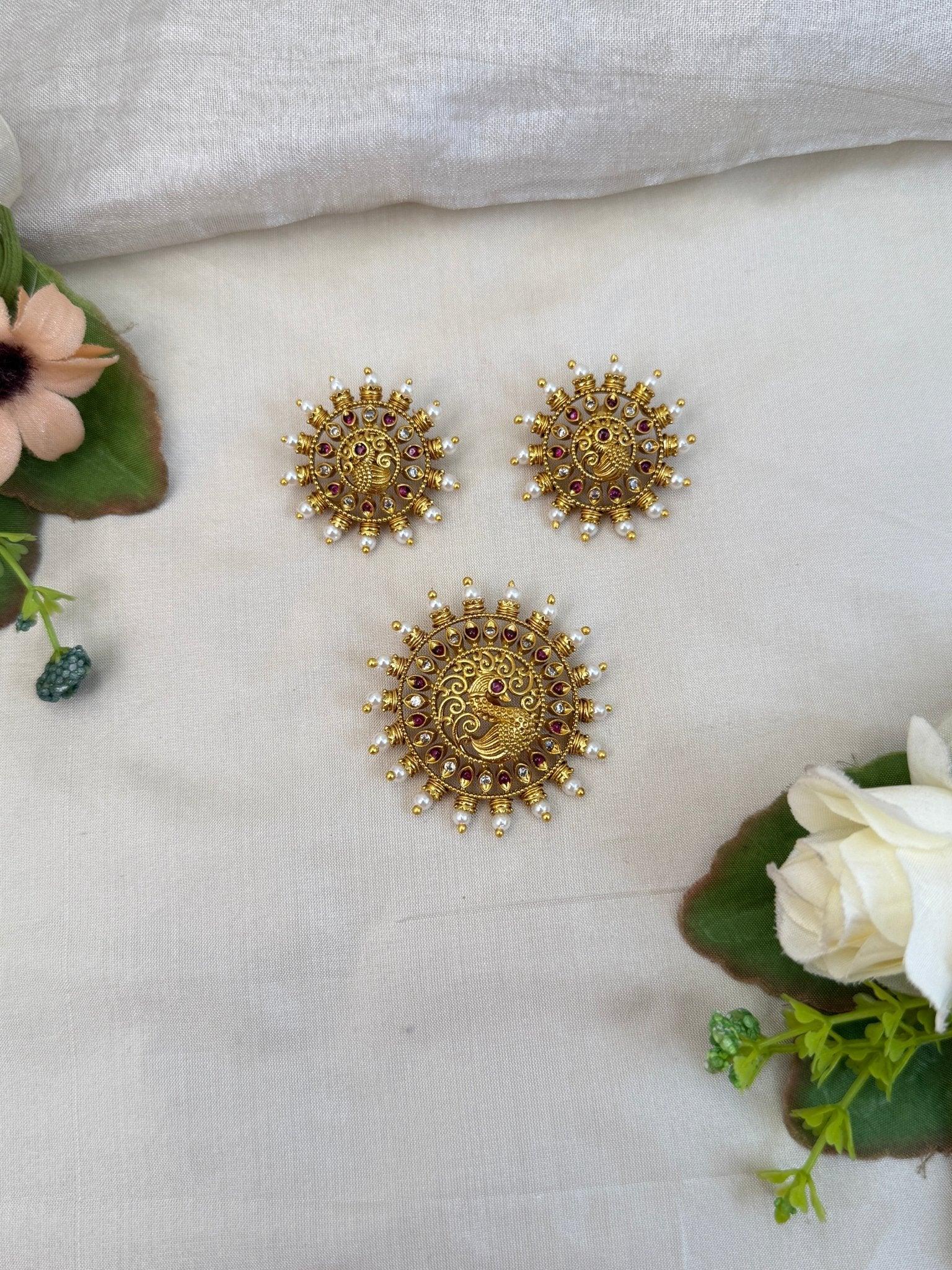 Royal Antique Pendant With Earrings 193 - Mahilas