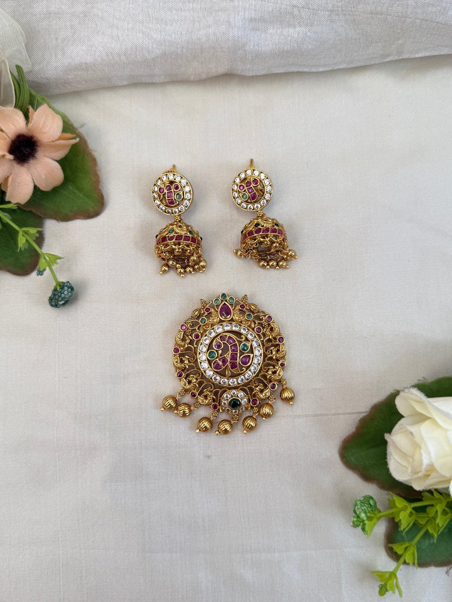 Royal Antique Pendant With Earrings 196 - Mahilas