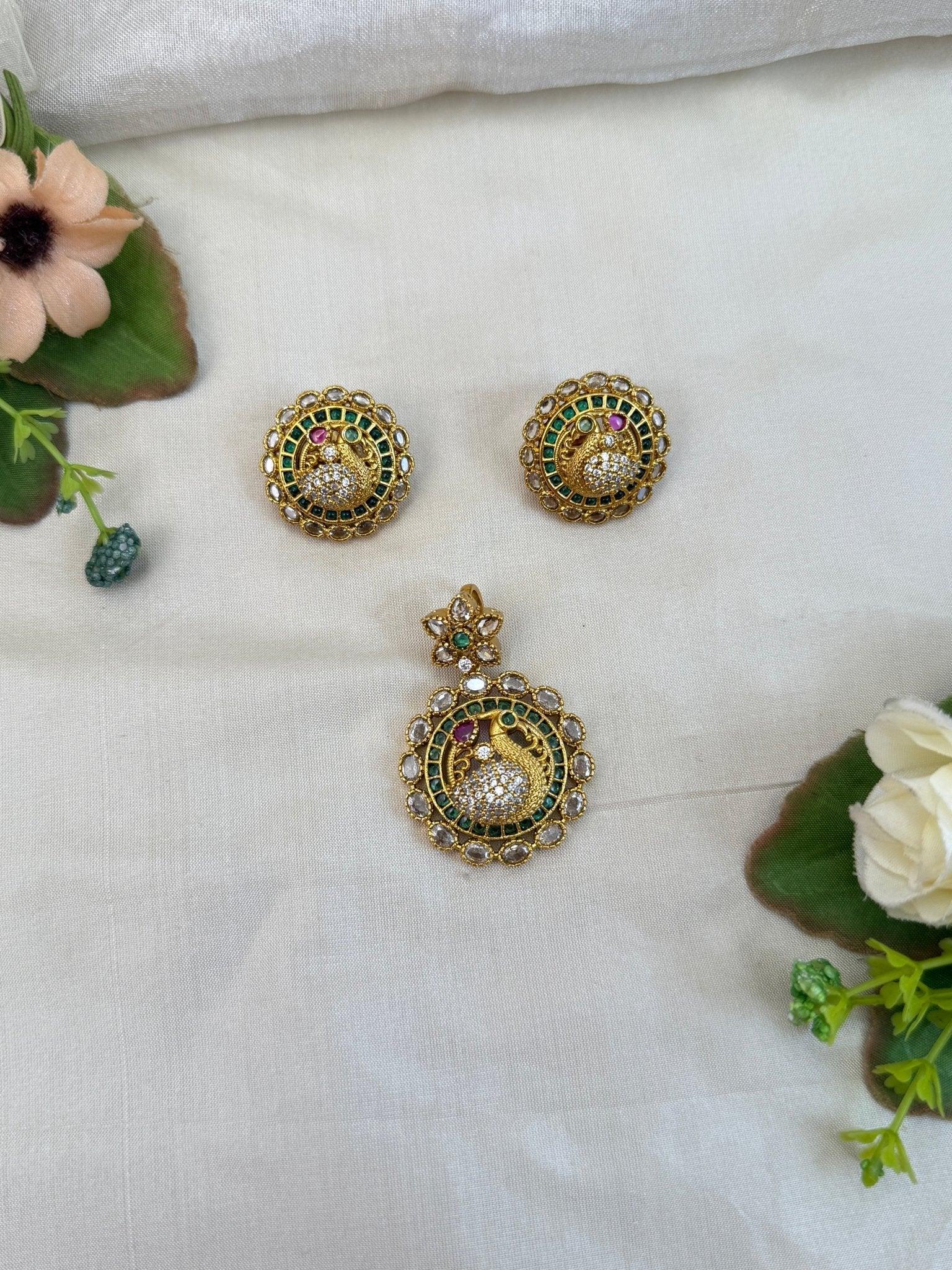 Royal Antique Pendant With Earrings 197 - Mahilas