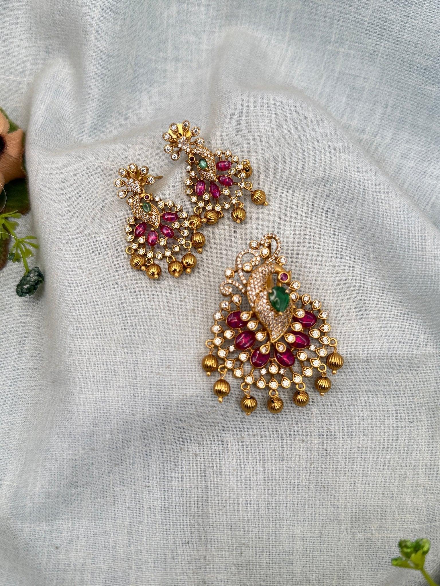 Royal Antique Pendant With Earrings 229 - Mahilas