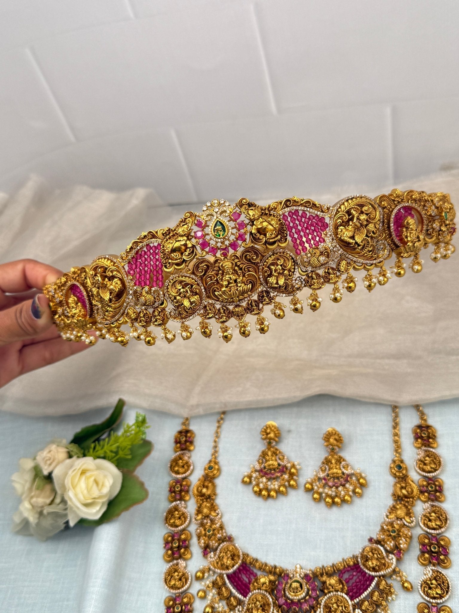 Royal Antique Semi - Bridal Necklace Set 0725 - Mahilas