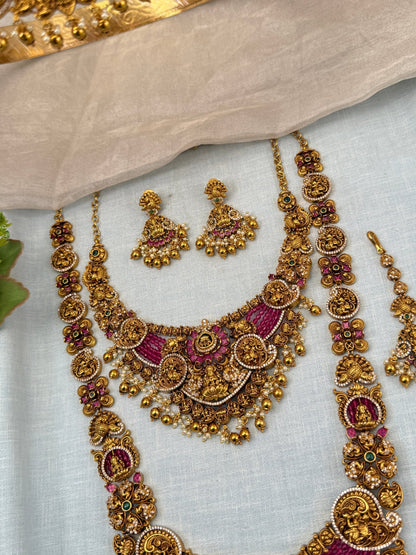 Royal Antique Semi - Bridal Necklace Set 0725 - Mahilas