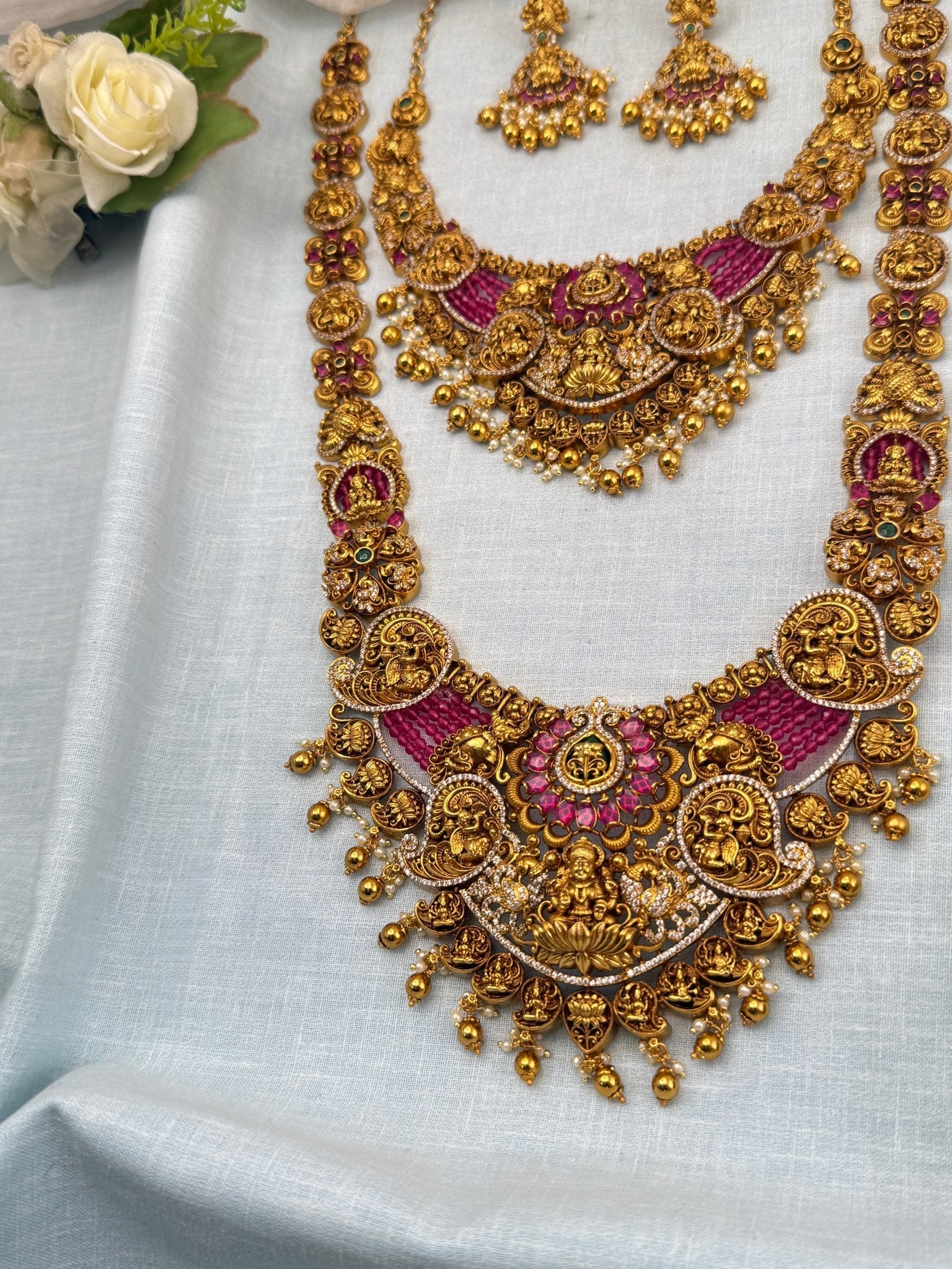 Royal Antique Semi - Bridal Necklace Set 0725 - Mahilas