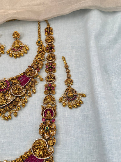 Royal Antique Semi - Bridal Necklace Set 0725 - Mahilas