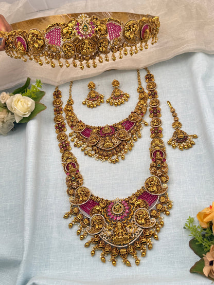 Royal Antique Semi - Bridal Necklace Set 0725 - Mahilas