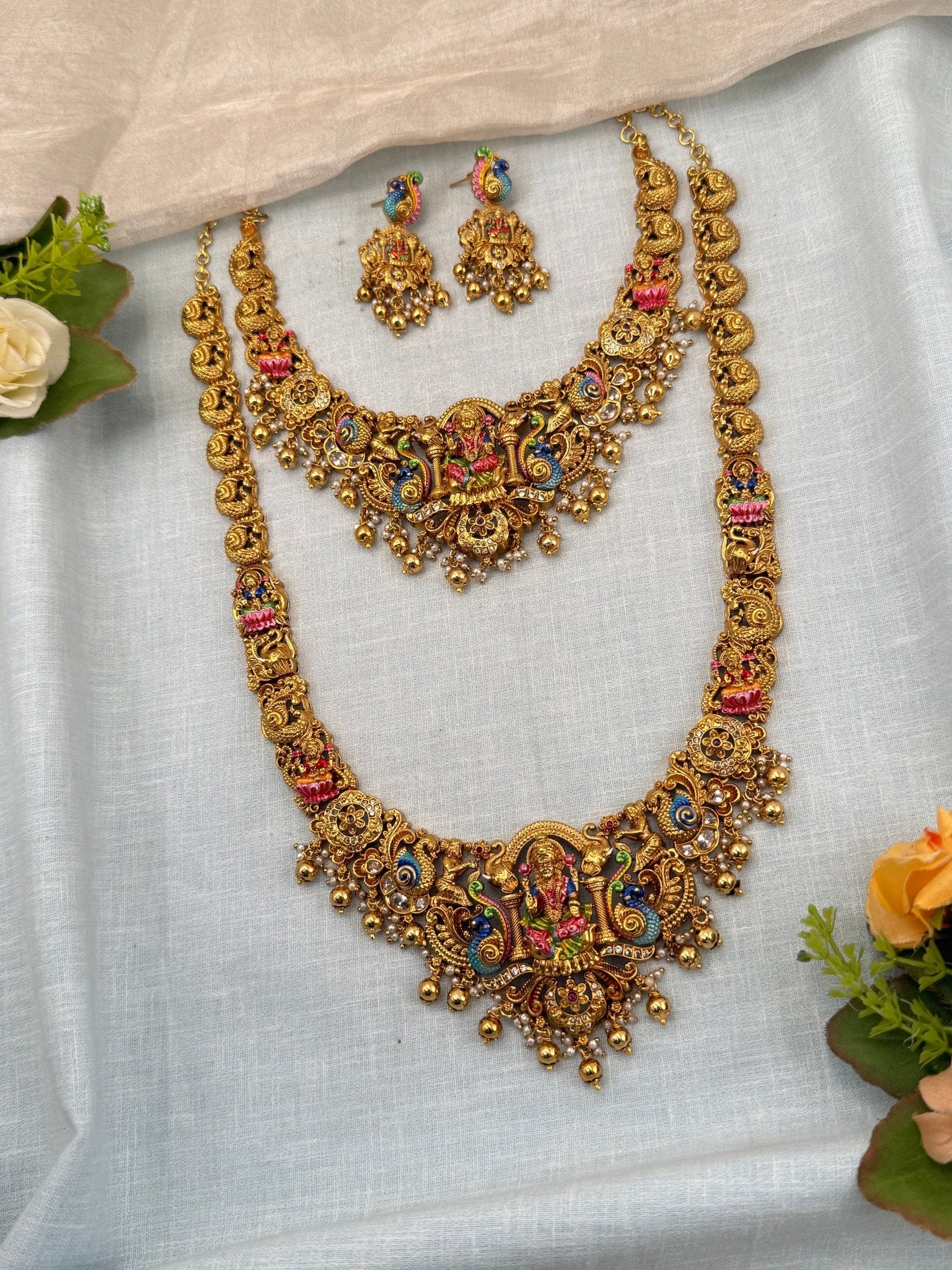 Royal Antique Semi - Bridal Necklace Set 0726 - Mahilas
