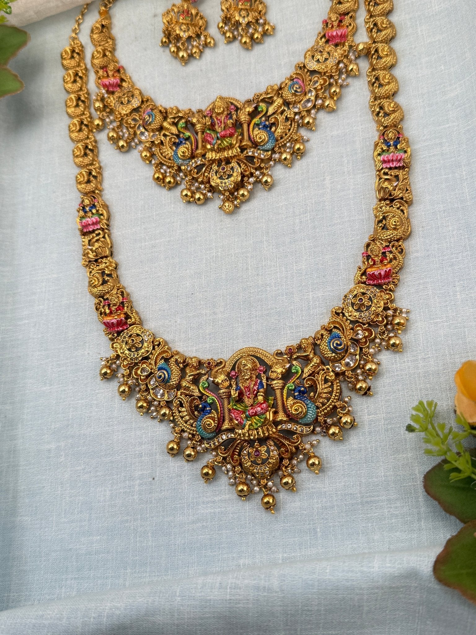 Royal Antique Semi - Bridal Necklace Set 0726 - Mahilas