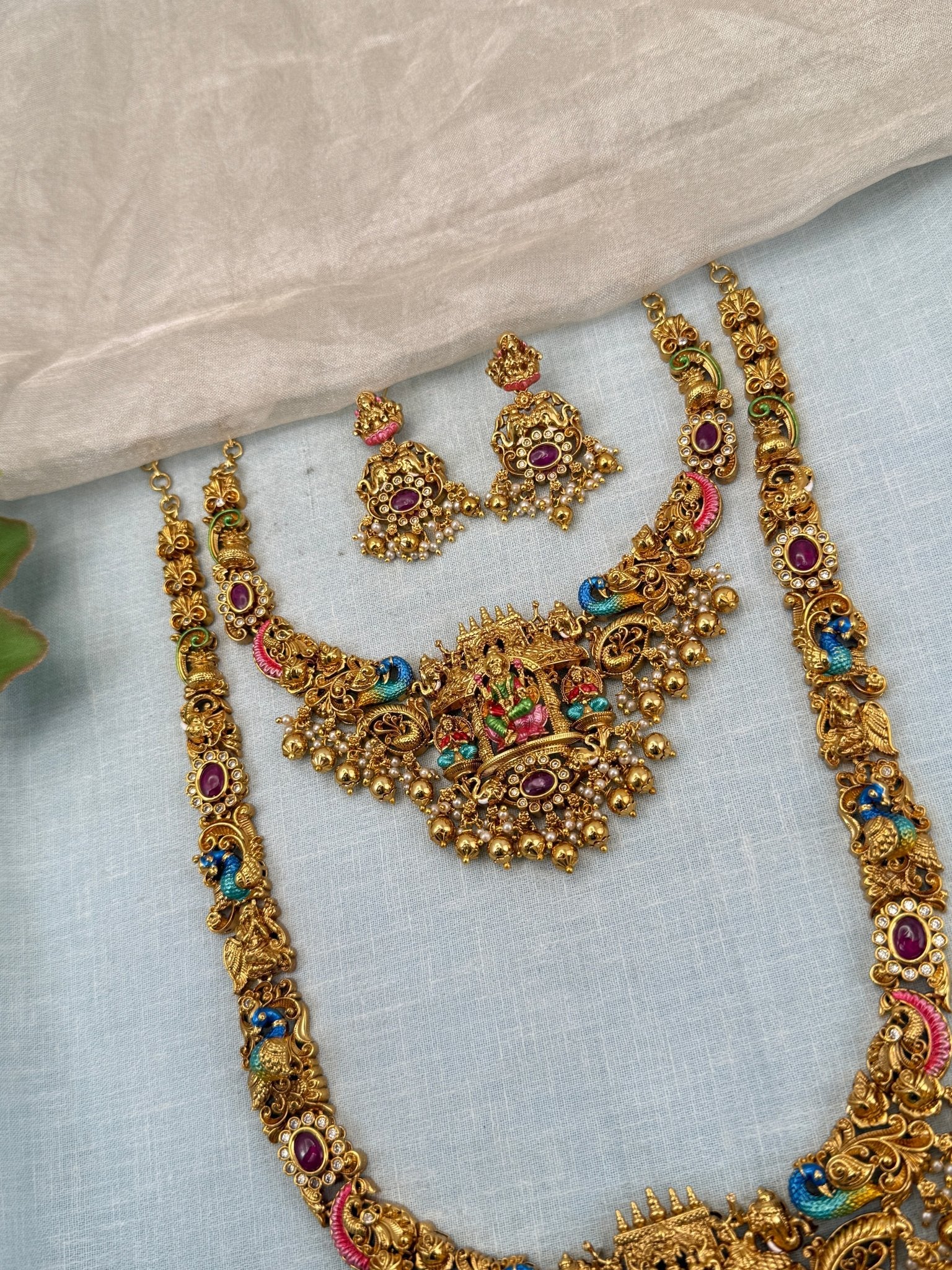 Royal Antique Semi - Bridal Necklace Set 0727 - Mahilas