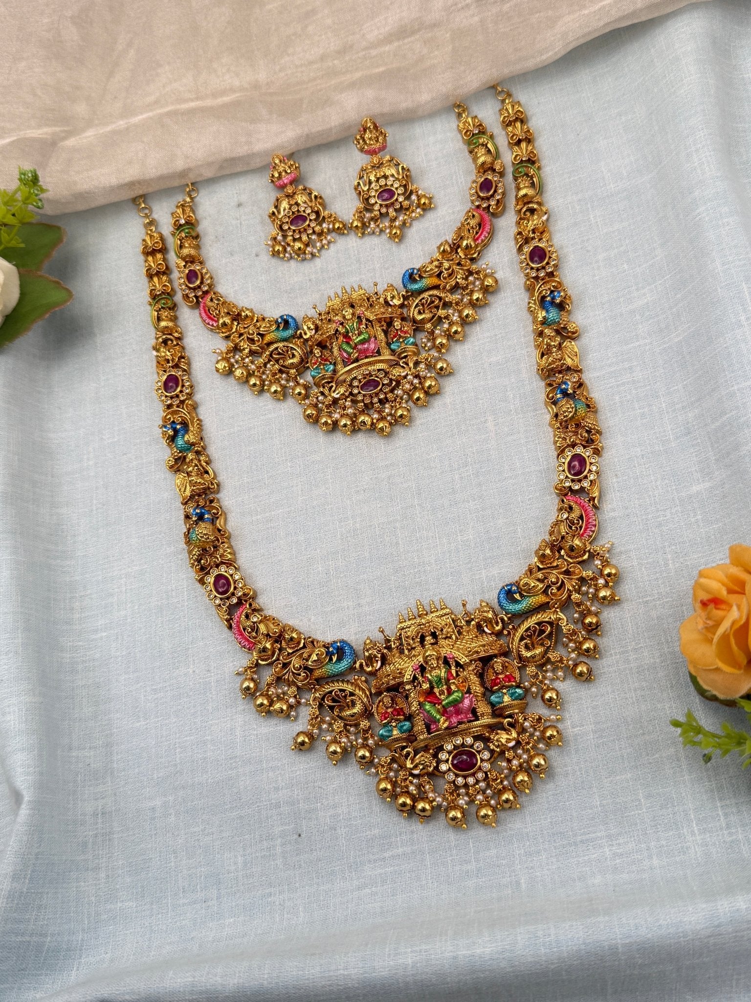 Royal Antique Semi - Bridal Necklace Set 0727 - Mahilas