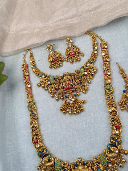 Royal Antique Semi - Bridal Necklace Set 0729 - Mahilas