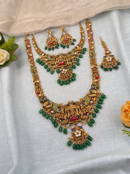 Royal Antique Semi - Bridal Necklace Set 0730 - Mahilas