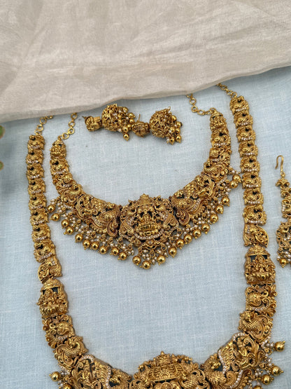 Royal Antique Semi - Bridal Necklace Set 0734 - Mahilas