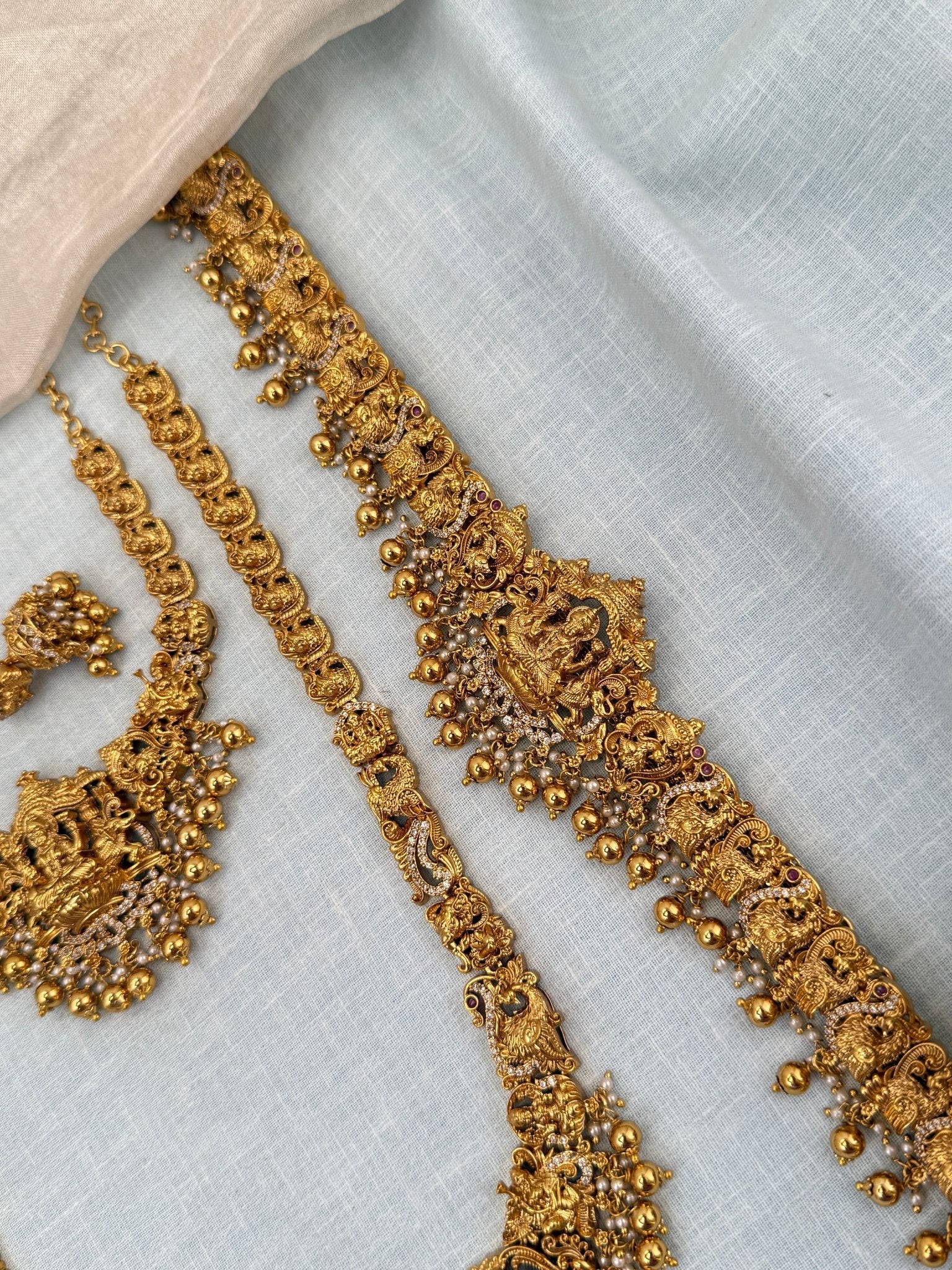 Royal Antique Semi - Bridal Necklace Set 0739 - Mahilas