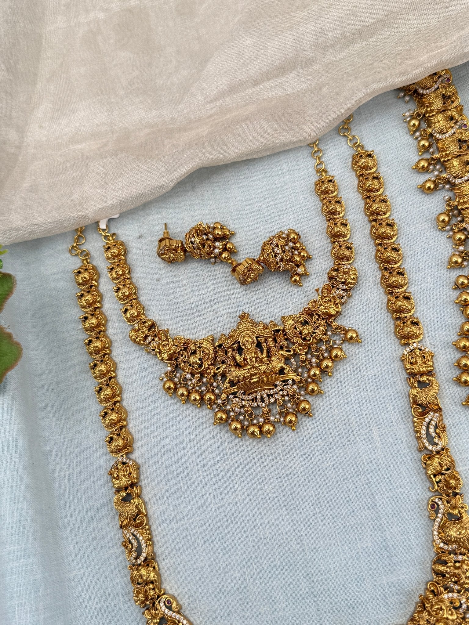 Royal Antique Semi - Bridal Necklace Set 0739 - Mahilas